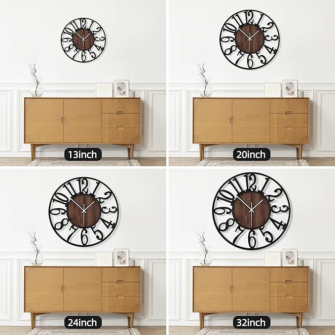 Maxstar Round Wall Clock for Living Room Decor Battery Operated Non Ticking - Image 4