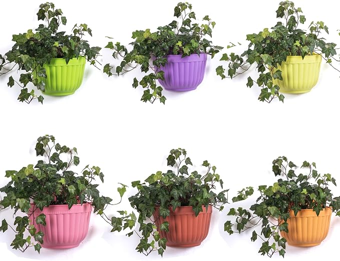 6 Pcs Colorful Resin Wall Hanging Planter Pot Vertical Garden Living Wall Mount - Image 7