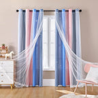 XiDi Curtains for Bedroom Decor, Rainbow PinkGreyBlue-52-90 - Image 8