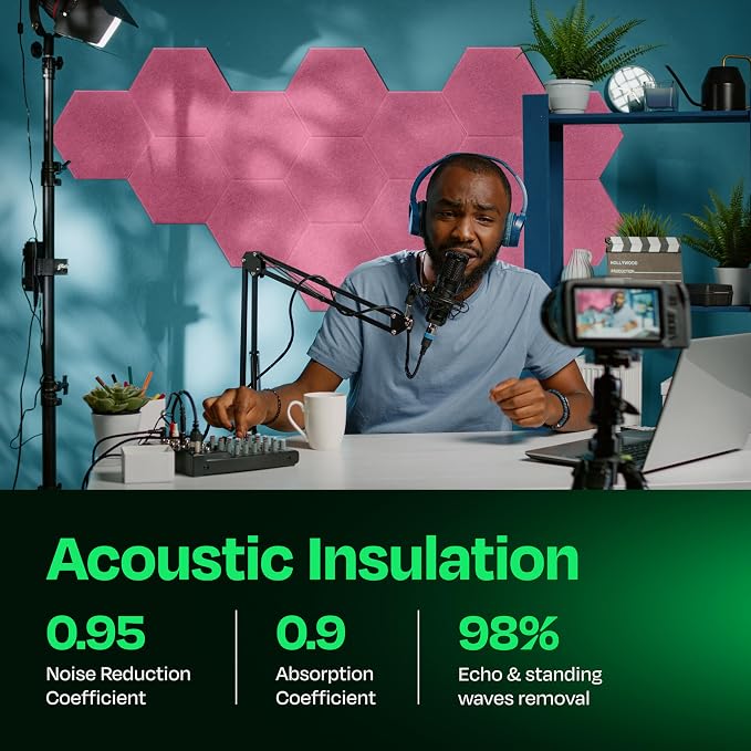 Acoustic Panels 12-Pack Soundproof Wall Panels 12"X10.4"X0.4" Sound Panels High - Image 3