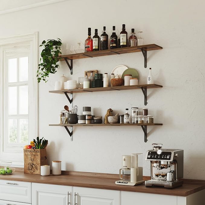 WOPITUES Floating Shelves for Wall 48″W x 8″D, Long Wall Mounted Shelves Set of - Image 7