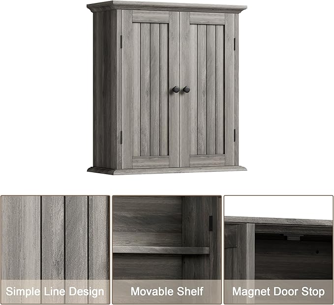 ChooChoo Bathroom Wall Cabinet, Over The Toilet Space Saver Storage Cabinet - Image 4