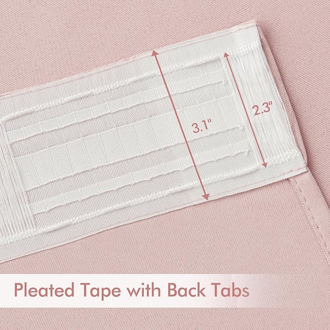 MIULEE Baby Pink Back Tab Blackout Curtains 96 Inch Length 2 Panels Set - Image 4