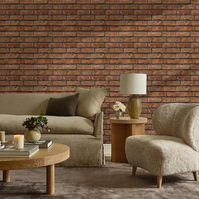 COMSTICKC 3D Brown Faux Brick Wall Panels Peel and Stick Wall Stickers - Image 8