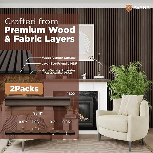 Avana Acoustic Wood Wall Panels –93.2x11.25 Inch Panels – Fits 94x12 Layout – - Image 4