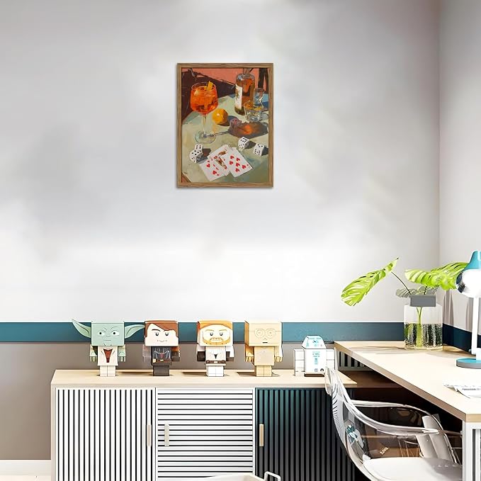 Vintage Framed Cocktail Canvas Wall Art, Retro Dice and Cards Poster Print - Image 8