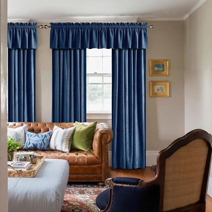 NICETOWN Navy Blue Velvet Cafe Valance, Window Treatment - Image 4