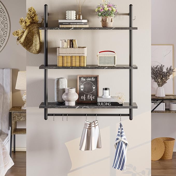 Bestier Floating Pipe Shelving, 31.5" Floating Kitchen Shelves Wall Mounted - Image 8