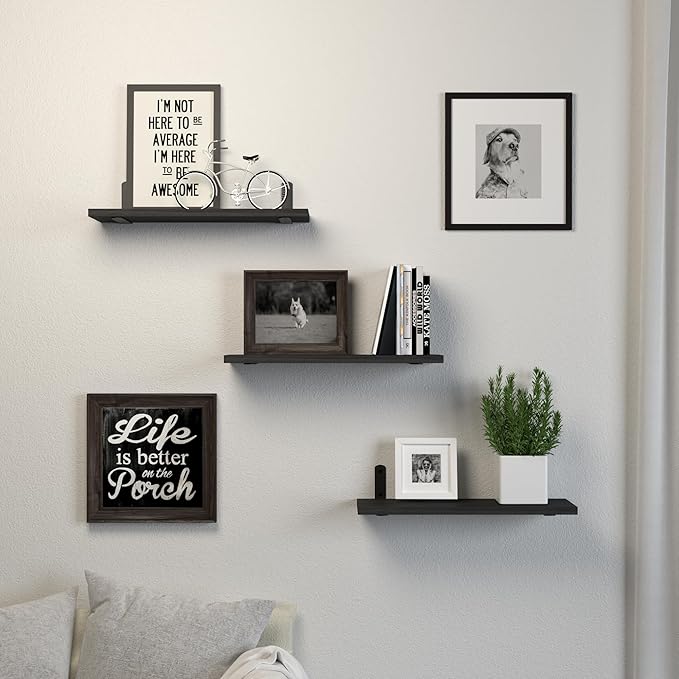 DOLLFIO Floating Shelves, 3 Sets Wall Wooden Shelves - Image 7