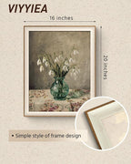 VIYYIEA Framed Wall Art for Living Room, Snowdrop Flowers in Green Glass Vase - Image 5