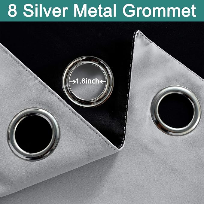 Yakamok 100% Blackout Extra Wide Thermal Insulated Curtains, Total Shade Patio - Image 6