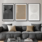 Framed Boho Neutral Abstract Wall Art, Minimalist Black White Brown Geometric by Cuspin
