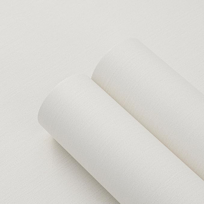 Haimin Fabric Wallpaper Textured Contact Paper White Peel and Stick Faux Linen - Image 9