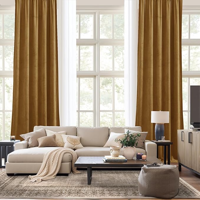 NICETOWN Gold Brown Velvet Curtains 2 Panels, Luxury and Soft Backdrops - Image 9