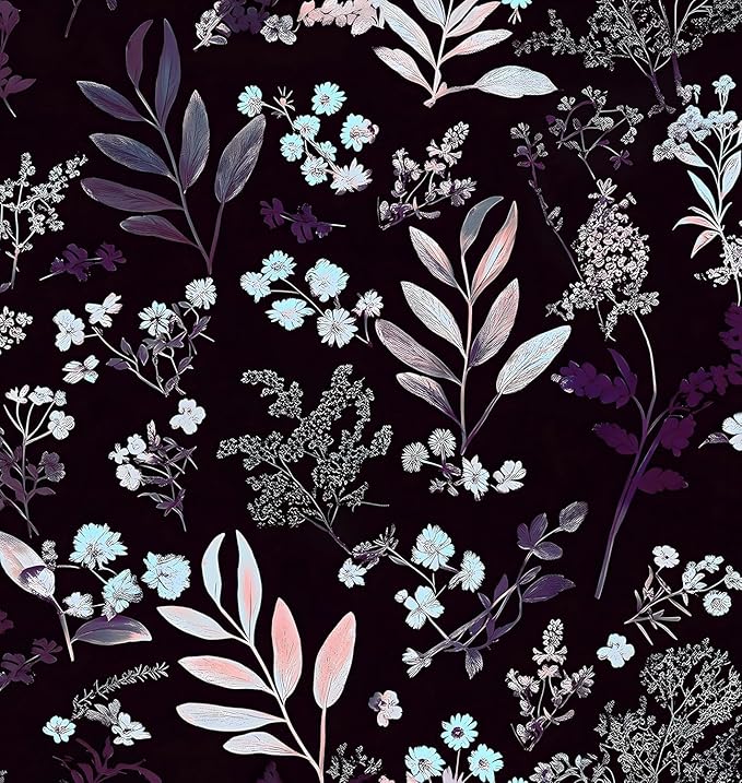 Laatse Vintage Purple Wallpaper Peel and Stick Dark Pink Floral Wallpaper by Laatse