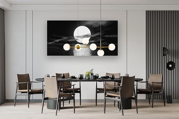 Cao Gen Decor Art S06475 Wall Art Canvas Sea White Full Moon in Night Picture - Image 5