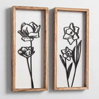 3D Black and White Wall Art Lightweight, Wooden Ready-to-Hang Framed Floral by TideandTales