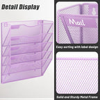 EASEPRES 5 Pocket Mesh Hanging Wall File Organizer, Wall Mounted Mail Paper - Image 4