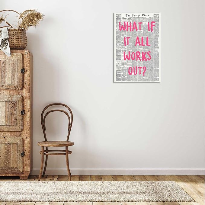 Drimiler What If It All Works Out Poster Retro Newspaper Pink Font Canvas Wall - Image 5
