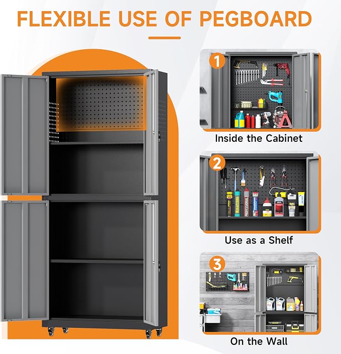 71" H Metal Tool Storage Cabinet - Image 5