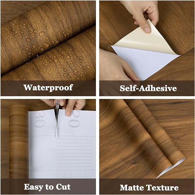COSNIGHT Wood Grain Contact Paper, Vintage Peel and Stick Wallpaper 15.7''x393'' - Image 2
