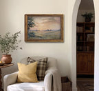 Vintage Gold Framed Wall Art Retro Fall Sunset Country Oil Painting Canvas - Image 9