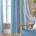 XiDi Curtains for Bedroom Decor, Rainbow BluGrenGrey-34-45 - Image 3