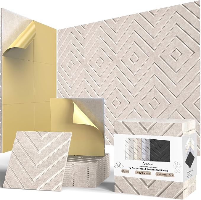 12Pack Acoustic Wall Panels, Self-Adhesive Sound Proof Foam Panels by ArtVivid