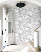 Timeet Floral Peel and Stick Wallpaper 16" x 197" White and Purple Wallpaper - Image 2