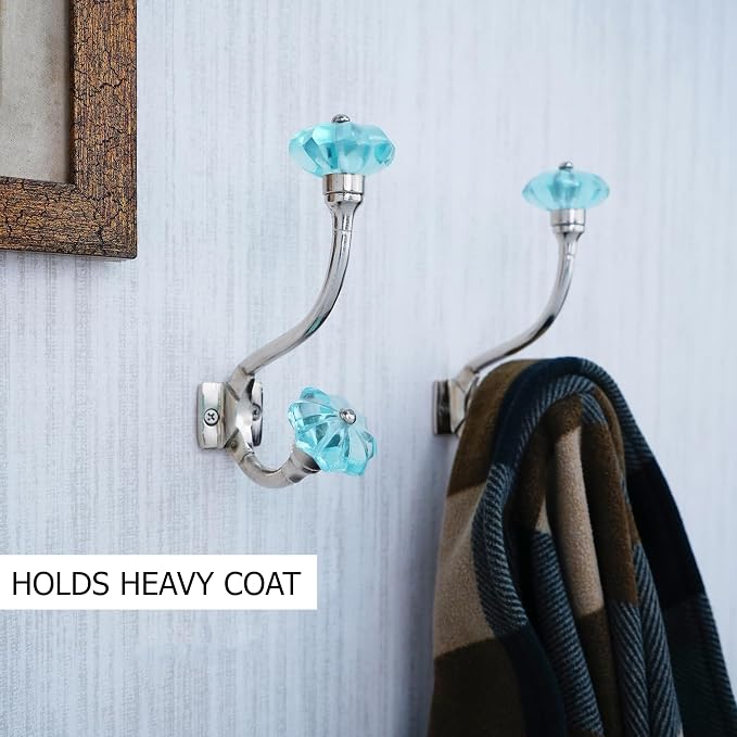 Indian Shelf Pack of 12 Heavy Duty Colorful Crystal Double Prong Glass - Image 2
