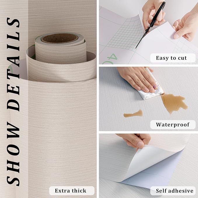 FUKU MON Beige Yellow Grasscloth Fabric Wallpaper 23.6" X 393" Thick Classic - Image 3