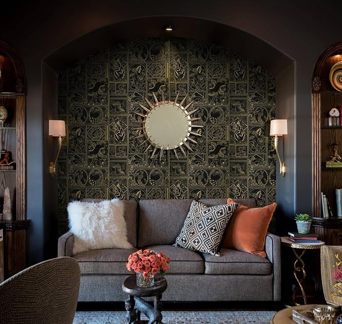 Erfoni 118"x17.7" Black and Gold Wallpaper Vintage Peel and Stick Wallpaper - Image 3