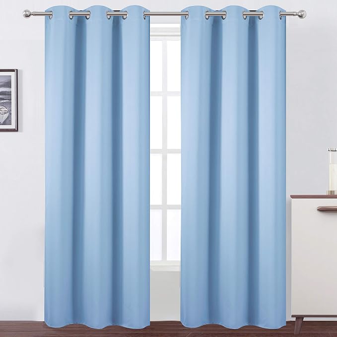 LEMOMO Sky Blue Thermal Blackout Curtains/42 x 95 Inch/Set of 2 Panels Room by Lemomo