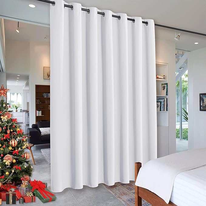 RYB HOME White Curtains Room Seperating Divider Privacy Noice Dampening by RYBHOME