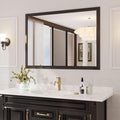 Amorho Bathroom Mirror Black, 55x40 Inch Thick Metal Framed Wall Mirrors by Amorho