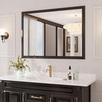 Amorho Bathroom Mirror Black, 55x40 Inch Thick Metal Framed Wall Mirrors by Amorho