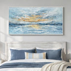 Extra Large Framed Blue Gold Abstract Wall Art - Image 4