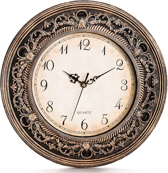 Pumtus Plastic Silent Wall Clock, 13 Inch Vintage Battery Operated Wall Clocks by Pumtus