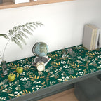 Dark Green Floral Wallpaper Peel and Stick Green Golden Leaf Wallpaper Vintage - Image 3