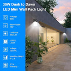 30W LED Wall Pack Light, Dusk to Dawn Outdoor Lighting Sensor, LED Outdoor Wall - Image 3