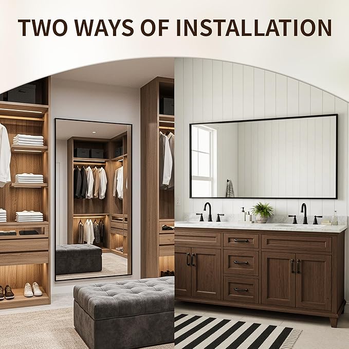 FICTOR Bathroom Vanity Mirror-Black, 55x30 Inch, Shatterproof & Anti-Rust - Image 3