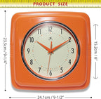 Infinity Instruments Retro – 9 Inch Square Silent Non-Ticking Mid Century - Image 4