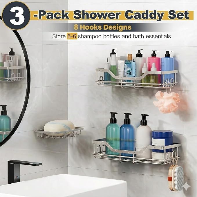 OMAIRA 3-Pack Shower Caddy - Image 3