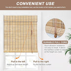No Tool No Drill Bamboo Blinds for Interior Windows, Bamboo Shades for Indoor - Image 3
