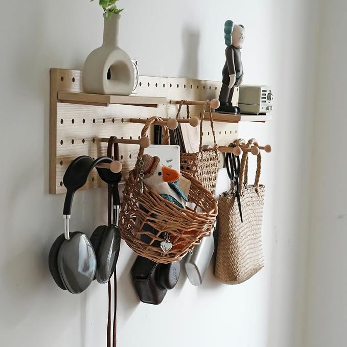 Wooden Pegboard Modular Display Organization Storage Wall Hooks Shelf by CreatedOn2005