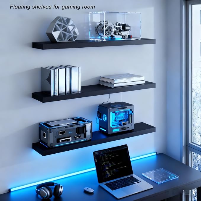 ROGMARS Black Wooden Floating Shelves - Image 8