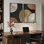 Large Framed Abstract Circles Wall Art Set of 2 - Image 2