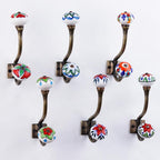 Indian Shelf Pack of 6 Heavy Duty Double Prong Multicolor Decorative Coat Hooks - Image 9