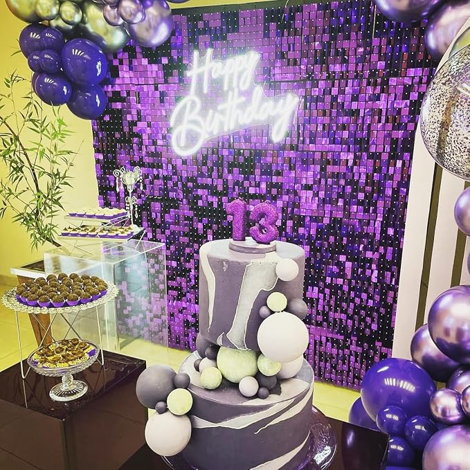 COKAOBE Purple Shimmer Wall Backdrop, Photo Backdrops - Image 5
