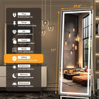 Hasipu Full Length Mirror with Lights, Full Body Dressing Hanging Mounted Mirror - Image 2